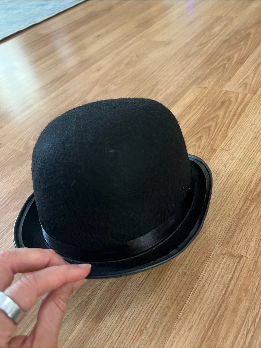 Black Bowler Hat with Satin Band